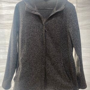 Lands End Long Fleece Hooded Jacket L